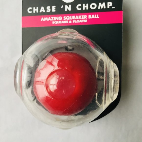Dog Toy Chase 'N Chomp Squeaker Ball Squeaks & Floats Red  Size : 4.0" x 3.5" - Picture 3 of 3